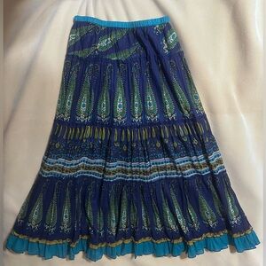 Bohemian Blue and Green Maxi Skirt